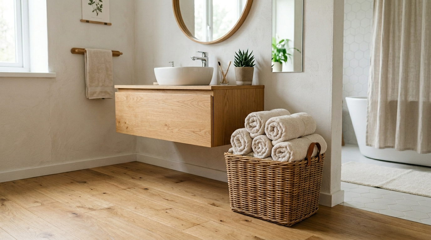 Choose shelves for neatly folded towels